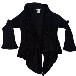 Carole Little Black Open Front Cardigan Size M